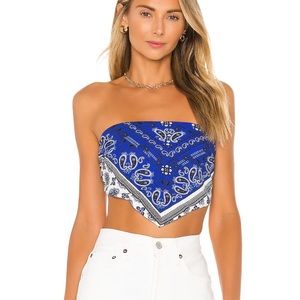 Superdown sophia Bandana Top in Blue Bandana